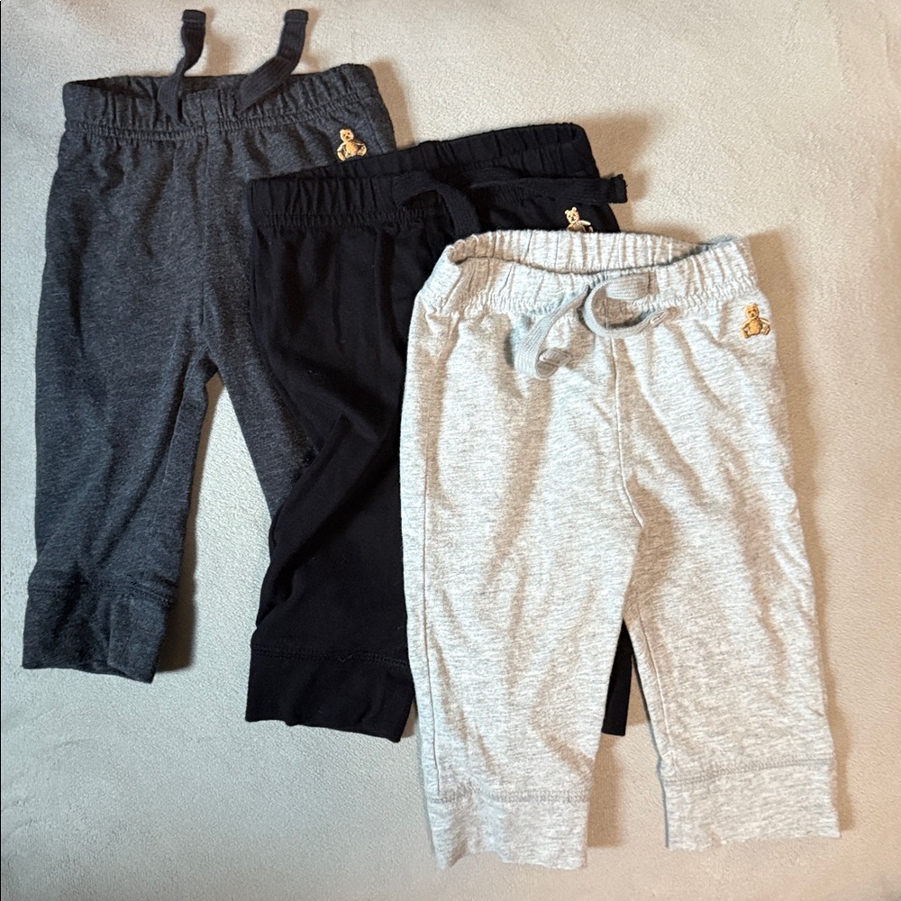 GAP Set of Three Baby Joggers in Gray, Black, and Light Gray